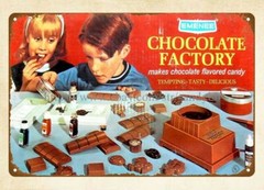 1966 Emenee Chocolate Factory Toy metal tin sign hanging room decor giftwares
