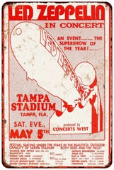 1973 Led Zeppelin in Tampa Vintage Look Reproduction metal sign 8 x 12