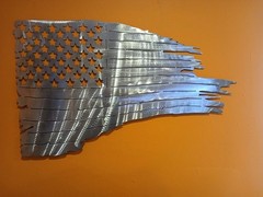 Metal Art Tattered American Flag Made Out Of 16 Gauge Steel 20×24”