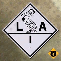 Louisiana state route 1 highway marker road sign pelican 1930s 18×18