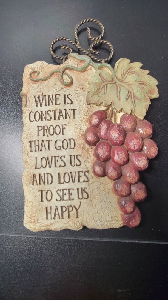 Grasslands Road Wine Plaque Grape Vineyard Wall Hanging Inspirational Sign