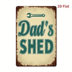 Distressed Brown Edge Dad Shed Wrench Sign Fathers Day Farmhouse Wooden Wall