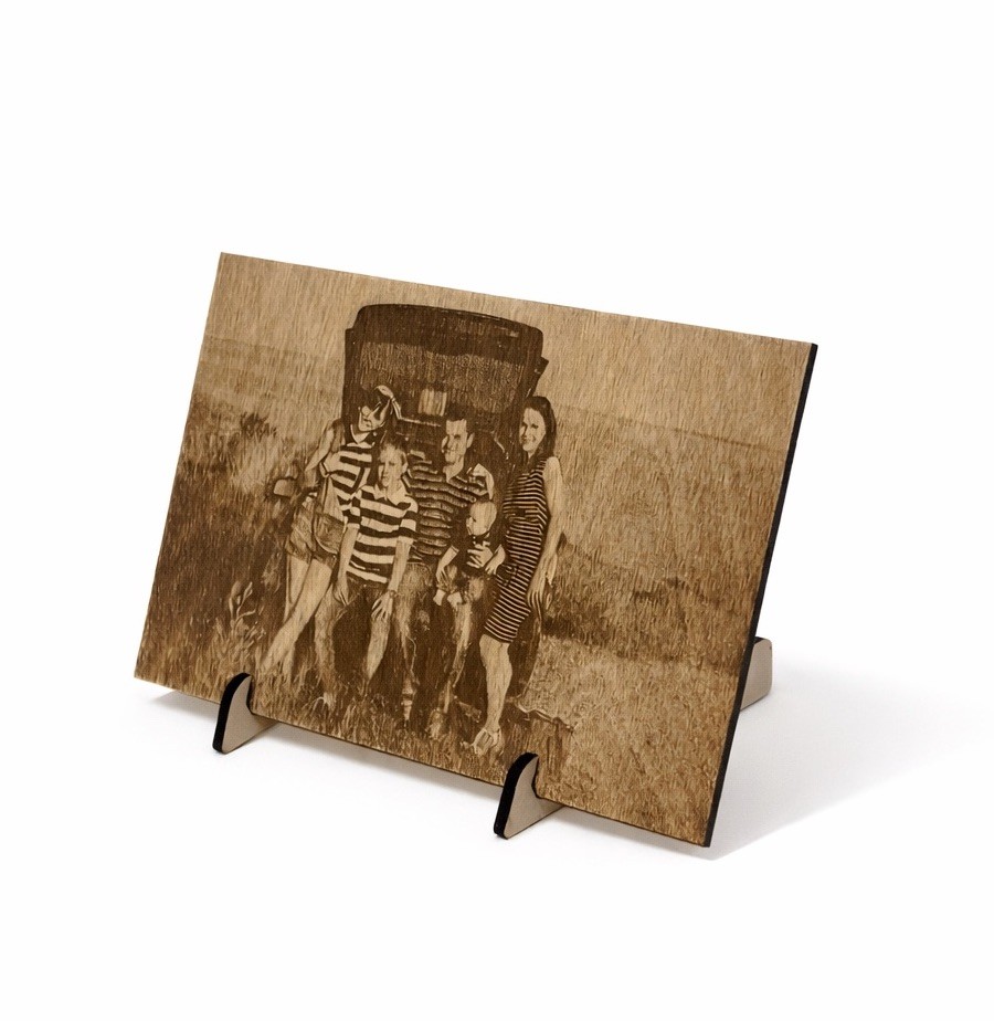 Engraved Photo on Wood Plaque | Custom Picture Gift | Birch | Stand Included