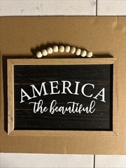“America the Beautiful” Hanging Sign 6.5 x 4.5 in H5