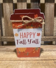 Pumpkin Spice Wood Sign, Happy Fall Y’All Wood Sign, Fall Drink Decor Set Of 2
