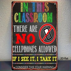 No Cellphones Sign Aluminum Sign 8×12 Funny Classroom Door Mounted Decor