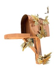 Vintage Copper & Gold Tone & Wood Mailbox Fall Autumn Hanging 14 Inch Wall Decor