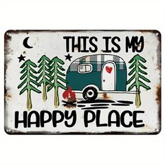 Vintage Metal Camping Sign – Rustic Camper Van Wall Art