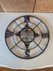 Vintage Rustic Metal Compass Heavy Wall Decor Farmhouse Patina 12 Inch Diameter