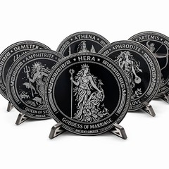 Greek Gods Acrylic Plaques Double Sided Engraved Mythology Set Display Decor.