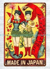 vintage reproduction japanese matchbox label metal tin sign metal wall art