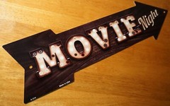 MOVIE NIGHT ARROW MARQUEE SIGN with Cinema Movie Lights Artwork Home Decor NEW
