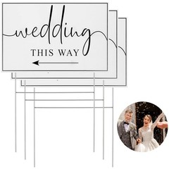Wedding Direction Signs with H Stakes DoubleSided Printed 18×12 Inch 3 PCS