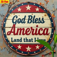 Distressed Metal Sign God Bless America USA Flag Fourth of July Patriotic Decor