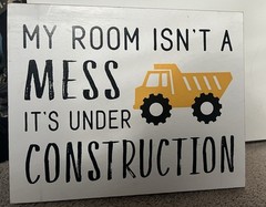 Hobby Lobby Construction Truck Wall Sign Kids Bedroom MDF 11.75×9.375in Modern