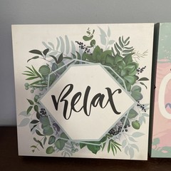 Set Of 2 Wall Art Hangings 8 In x 8 In Wall Decor Calm & Relax