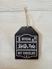 New! “Official North Pole Hot Chocolate” Wood Block Sign Tier Tray Christmas ~