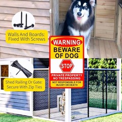 3 Pack Beware of Dog Sign, 8×12 Inches, Aluminum Metal, No Trespassing Sign