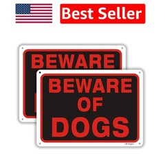 Heavy-Duty 2-Pack Beware of Dog Signs – 10”x7” Weather-Resistant Aluminum