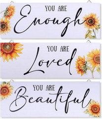 3 Pieces Sunflower Wall Decor 11 Inches Wooden Sunflower Wall Art Decor, Rustic