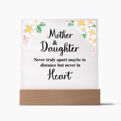 Mother and Daughter Distance Lighted RGB Acrylic Square, Mothers day gifts