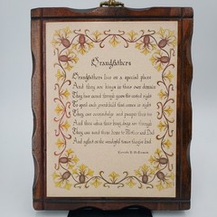 “Grandfather” Wood Plaque, Jerry Schultz Co. Handcrafted, 9.5×7.25 Vintage MCM