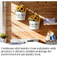 Rustic Farmhouse Wall Mounted Planter Set of 2 Laundry Room Decor Flower Pots