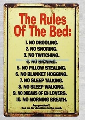 discount decoration plaque The Rules of The Bed metal tin sign