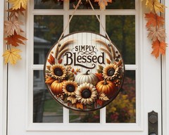 Aluminum Door Sign Simply Blessed Farmhouse Wall Decor Indoor Outdoor