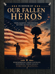 Fallen Heroes Metal Sign Patriotic Veteran Military 8×12 USA