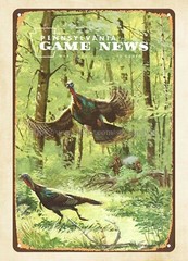 1976 Pennsylvania Game News magazine cover spring gobbler turkey metal tin sign