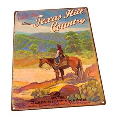 Texas Hill Country Metal Sign; Wall Decor for Vacation Home