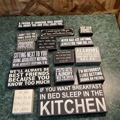 Lot of 15 – Snarky Sarcastic Home Decor Signs Sleep In The Kitchen Wooden Rustic