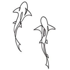 Metal Fish Wall Decor – Nautical Shark Room Art, Abstract Line Shark Design f…