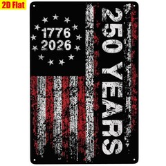 Retro Patriotic Metal Sign 250 Years 4th of July USA Flag Home Wall Art Decor