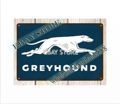 Greyhound Bus Lines dog running metal tin sign dorm wall lodge cafe