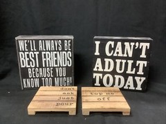 2 Wooden Signs 6″ x 6″, 2 Wooden Coasters 4″ x 4″ See Description Below