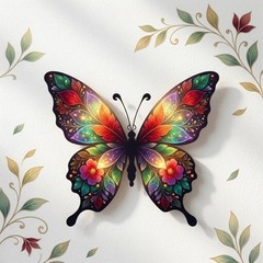 Colorful Butterfly Metal Wall Art, Stained Glass Style Decor