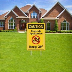 Application Warning Sign – Black, Red, and Yellow Durable Plastic Fake Lawn Sign