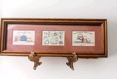 2 Cute Vtg Best Friends Matted Framed Wall Hanging Primitive Decor-Country Color