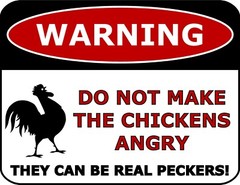 Warning – Do Not Make The Chickens Angry They Can Be… 11.5 x 9 Laminated Sign