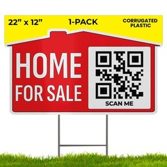 1 PCS 2212 Home For Sale Sign DoubleSided Corrugated Plastic Stakes QR