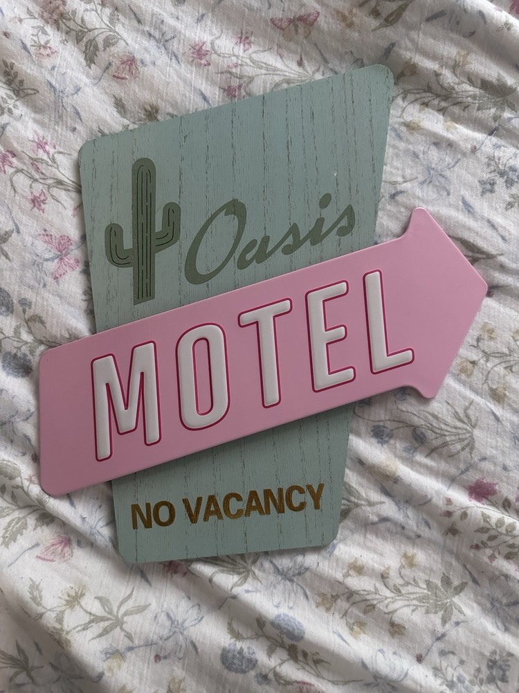 Target Bullseye Playground Motel Oasis Metal Sign – Pink Summer MCM Decor