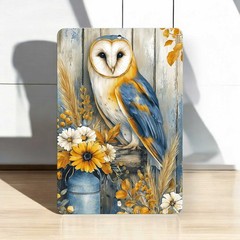 Barn Owl & Wildflowers Metal Sign – Rustic Farm Decor, 8×12 Aluminum