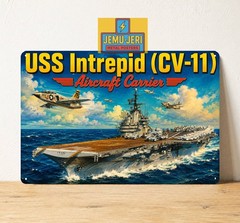 USS Intrepid Cv-11 Aircraft carrier Navy Metal Poster Sign 8*12″in