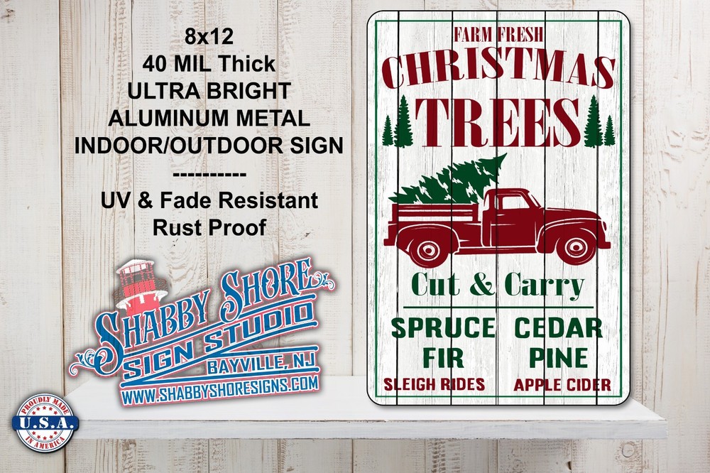 Christmas Trees Cut & Carry Sturdy Metal Indoor/Outdoor Sign 8×12