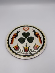 PA Dutch Irish Hex Sign Birds And Shamrock 7.5″ Press Board Farm Folk Art Sealed