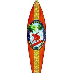 Hawaii Surfing Paradise Metal Surfboard Sign 23″x6″ Plaque Home Door Garage Wall