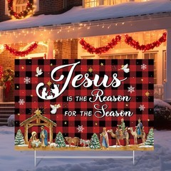 Christmas Nativity Yard Sign with Stakes 16 x 25 Inch Jesus Is The Reason for…