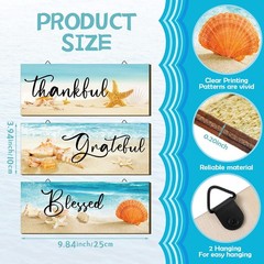 Maitys 3 Pcs Summer Beach Signs Ocean Theme 9.84 x 3.94 inches, Novelty